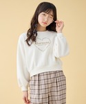 トレーナー ハート刺繍/リボンモチーフ 裏起毛...の詳細画像2