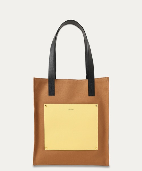 CULLNI ONLINE STORE / Leather Pocket Canvas Tote