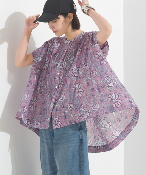 OMNES（ファッション） ブラウス シャツ コットンボイル総柄
