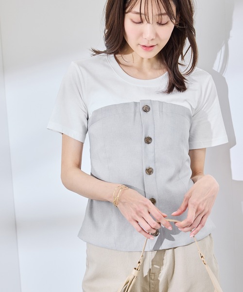 ROPE' PICNIC tシャツ 異素材ドッキングレイヤードトップス