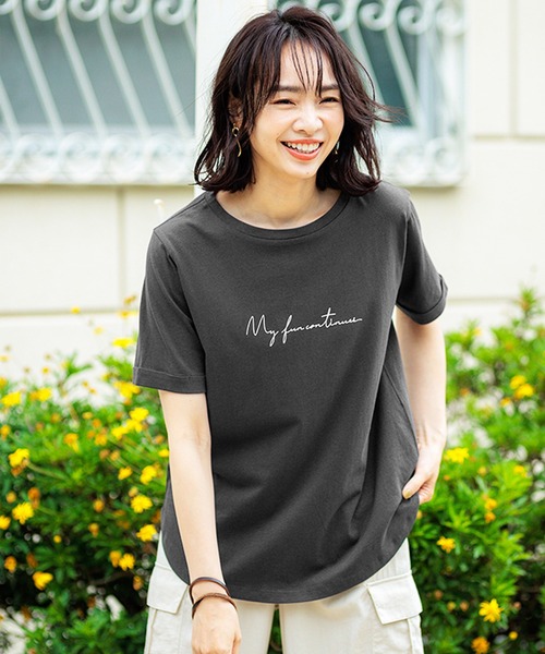 BELLUNA PLUS（ベルーナプラス） tシャツ 半袖 着映えプリントプル
