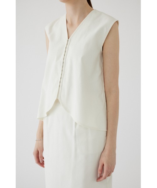 すー RIM.ARK ホワイト ベスト FREE RIM.ARK ベスト ジレ 夏 Linen mix vest tops リネンミックスベスト