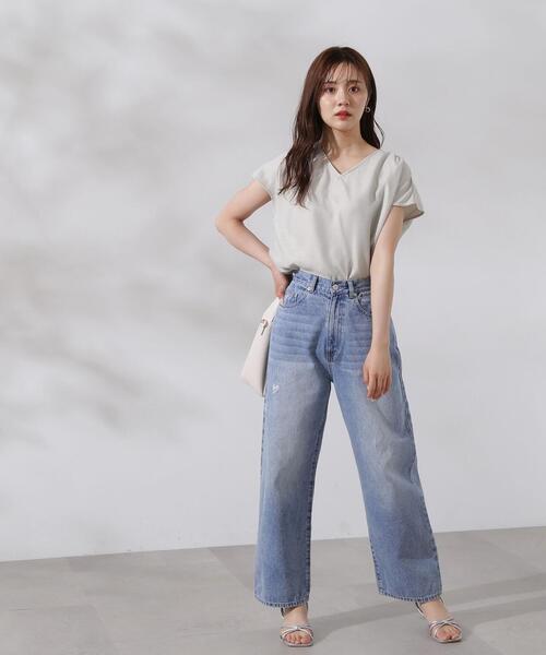 ブラウス シャツ Vネック胸ギャザーブラウス レディース PROPORTION BODY DRESSING ブラウス シャツ 肩ギャザーVネック