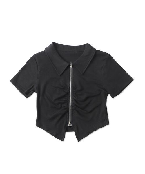 tシャツ フロントW T レディース dispark tシャツ DISPARK/フロントギャザーWジップT レディース
