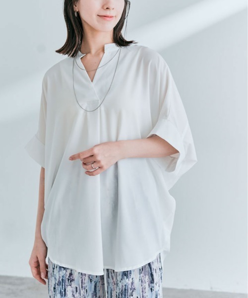 theory スキッパーネック 半袖ブラウス ホワイト ブラウス シャツ 半袖 スキッパードルマン レディース : ZOZOTOWN