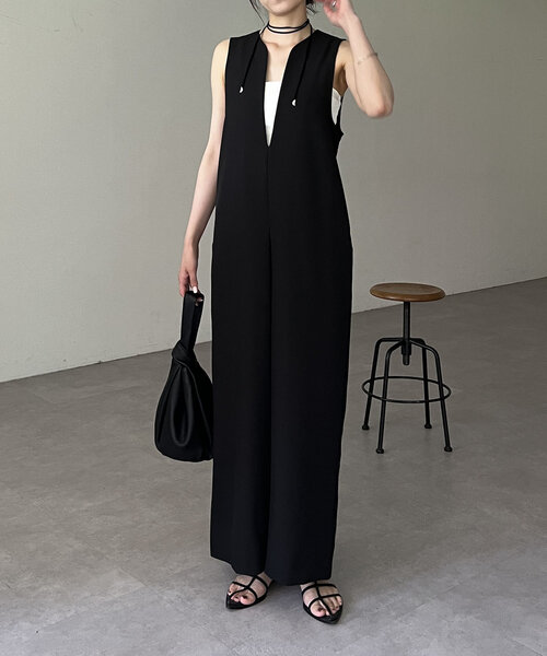 ワンピース 「低身長・高身長サイズあり」スリットネックワンピース  