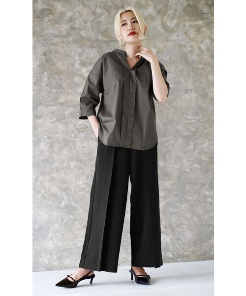 SSZ 袖ジッパー付きシャツ zootie（ズーティー） ブラウス シャツ 汗しみない ハーフスリーブ