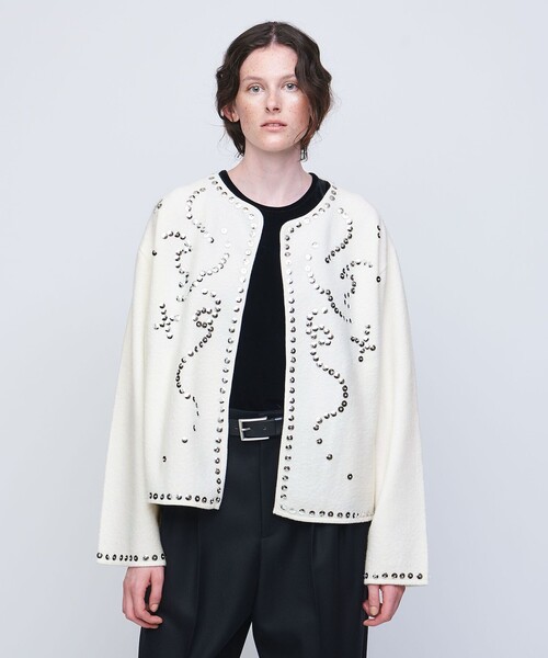 <AEWEN MATOPH >新品スパンコール付きホワイトカーディガンジャケット AEWEN MATOPH >新品スパンコール付きホワイトカーディガンジャケット