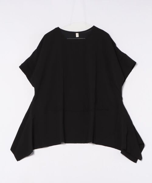 tシャツ 無地 アシンメトリー ラウンドネック 半袖Tシャツ 変形カットソー バイカラー レディース