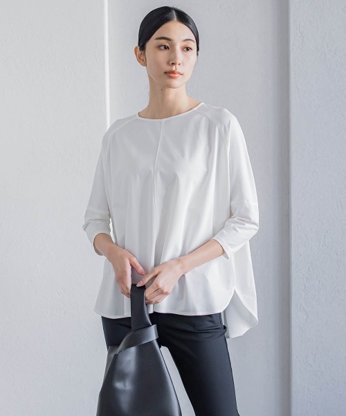 tシャツ 「カタログ掲載」バックリボンマシュマロポンチカットソー「洗濯機で洗える」 レディース マシュマロポンチカットソー≪洗濯機で洗える≫ | la.f
