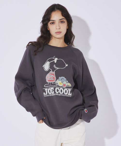 トレーナー スウェット 「FRUIT OF THE LOOM/フルーツオブザルーム」FTL×PEANUTSラグラン甘編み裏毛スエット レディース FRUIT OF THE LOOM トレーナー スウェット 「FRUIT LOOM