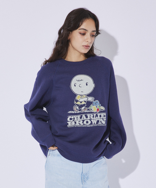 トレーナー スウェット 「FRUIT OF THE LOOM/フルーツオブザルーム」FTL×PEANUTSラグラン甘編み裏毛スエット レディース FRUIT OF THE LOOM トレーナー スウェット 「FRUIT LOOM