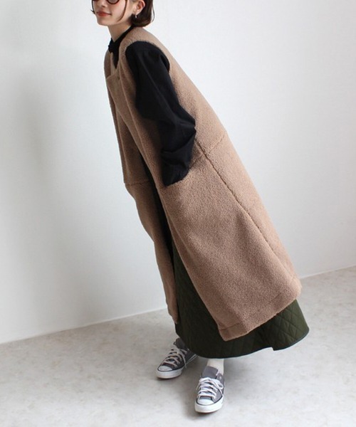 Emma（SELECT LEVERY） ベスト ジレ ボアロングベスト レディース