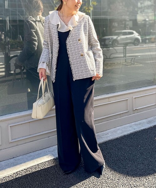 ノーリーズ　コットンフラッグツィードVネックジャケット　ネイビー38 NOLLEY'S（ノーリーズ）の「BISHU JAPAN コットンフラッグ