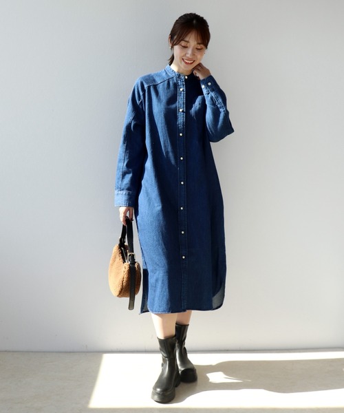 blanc basque（ブランバスク） ワンピース パールボタン ダンガリー