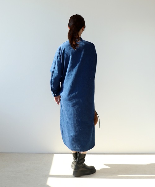 blanc basque（ブランバスク） ワンピース パールボタン ダンガリー