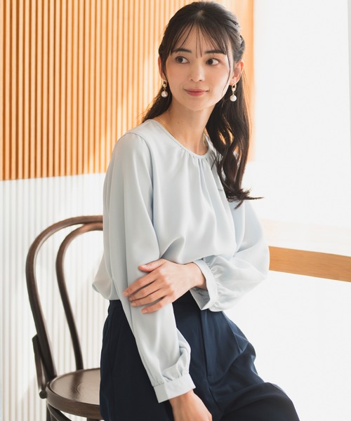 ブラウス シャツ メッシュギャザーブラウス レディース FREAK'S STORE ブラウス シャツ シアーワッシャーギャザー