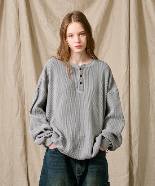 25SS 美品 XL ヒステリックグラマー ヘンリーネック ワッフルロンT mlt4968-ワッフルヘンリーネックロンT（Tシャツ/カットソー