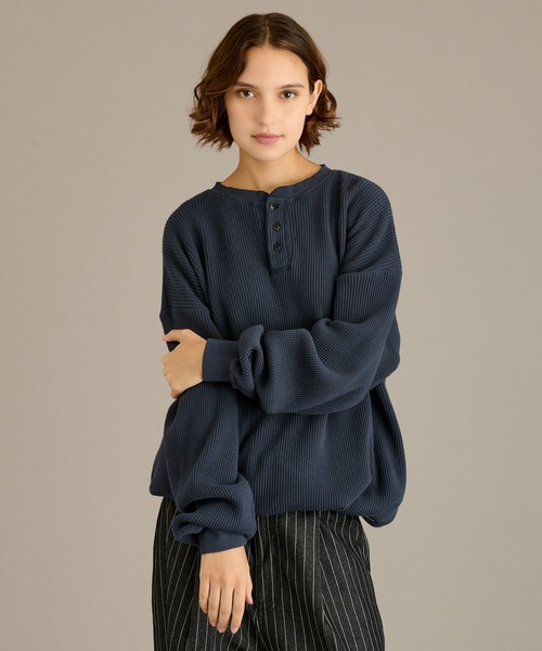 WETTEMPT tシャツ HENRY NECK PIGMENT WAFFLE LONG TEE / ヘンリー