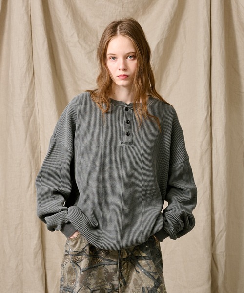 WETTEMPT tシャツ HENRY NECK PIGMENT WAFFLE LONG TEE