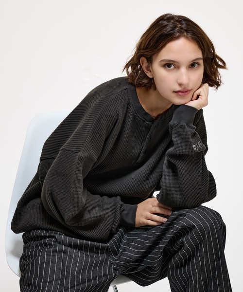 WETTEMPT tシャツ HENRY NECK PIGMENT WAFFLE LONG TEE / ヘンリー