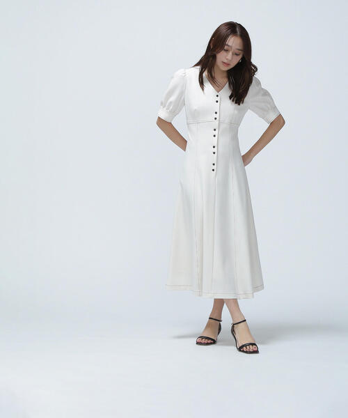 NATURAL BEAUTY BASIC ワンピース バイカラーステッチワンピース