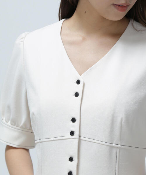 NATURAL BEAUTY BASIC ワンピース バイカラーステッチワンピース