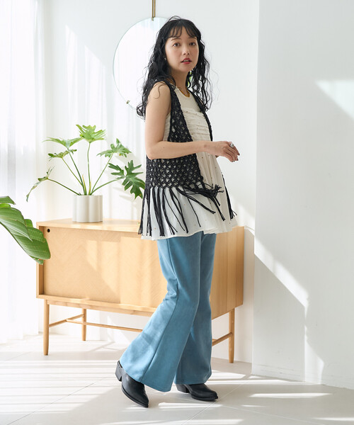 FREAK'S STORE（フリークスストア） ベスト ジレ 夏 フリンジ 柄編み