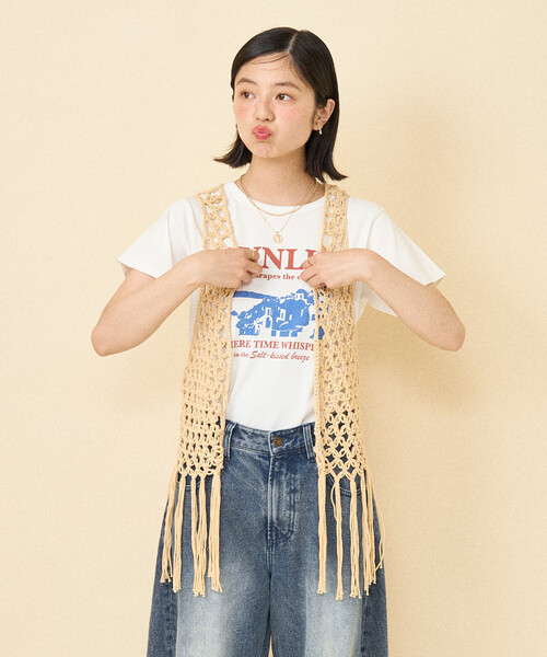 FREAK'S STORE（フリークスストア） ベスト ジレ フリンジ 柄編み