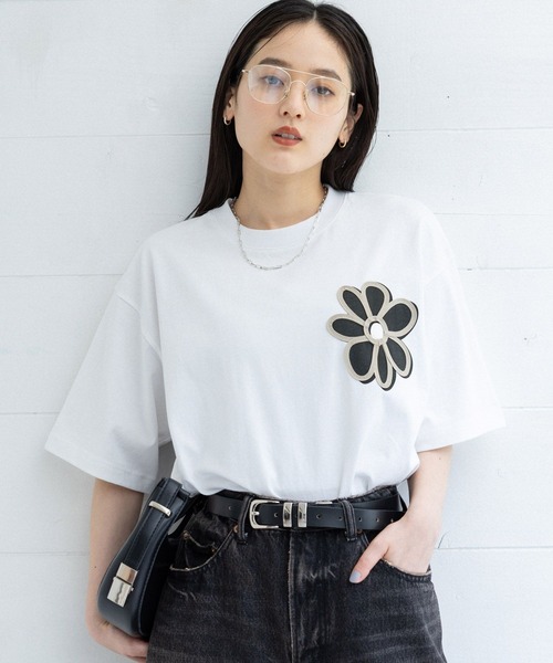 T♡さま＊オーダー品になります RAGEBLUE tシャツ フラワーモチーフ/コード刺繍Tシャツ