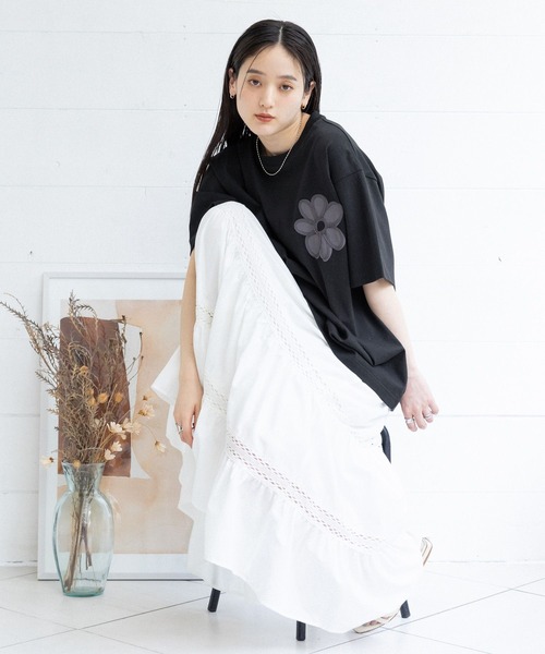 WILDBLUE 専用 RAGEBLUE tシャツ フラワーモチーフ/コード刺繍Tシャツ