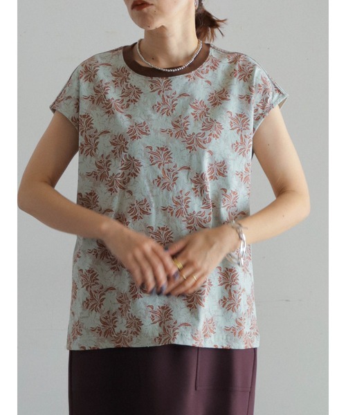 tシャツ ドットフラワーPT　フレンチTEE レディース