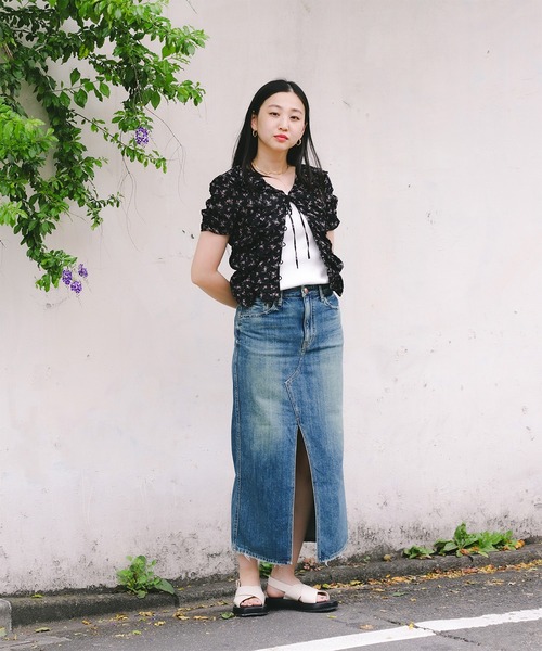 【Ray BEAMS】フラワー プリント シャーリング ブラウス Ray BEAMS ブラウス シャツ フラワー プリント シャーリング