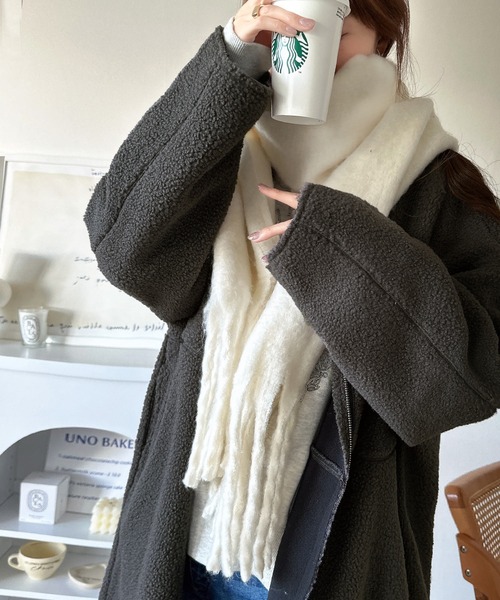 「classicalelf」 ノーカラーコート LARGE モカ レディース_画像5