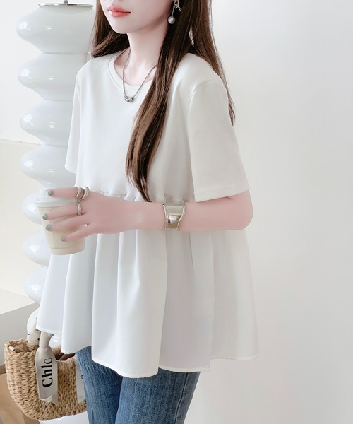 tシャツ 布帛切り替えペプラムTシャツ レディース : ZOZOTOWN Yahoo!店