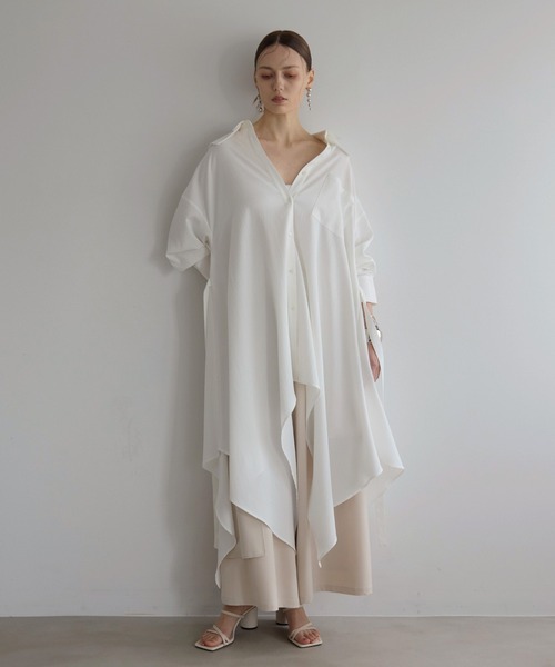 ブラウス シャツ Bumpy Irregular Hem Shirt レディース