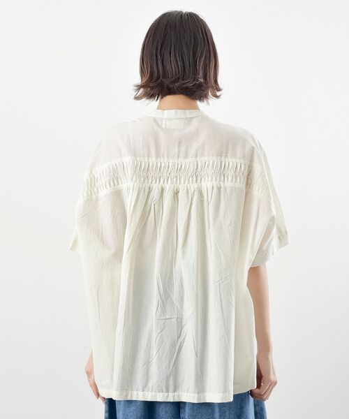 r・p・s ブラウス シャツ 裾刺繍バンドカラードルマンブラウス