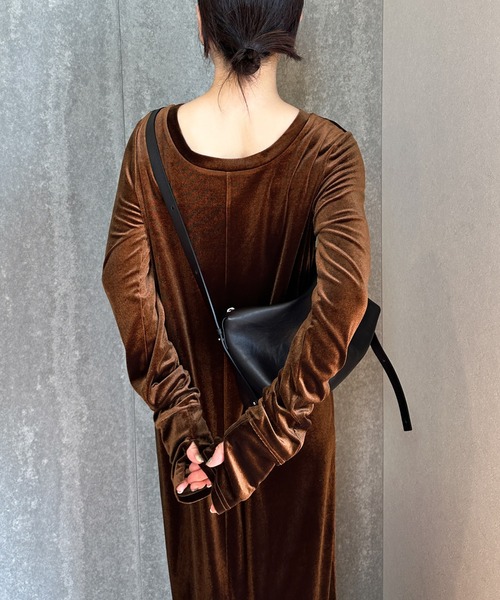 ワンピース フィンガースリーブベロアロングワンピ―ス : ZOZOTOWN