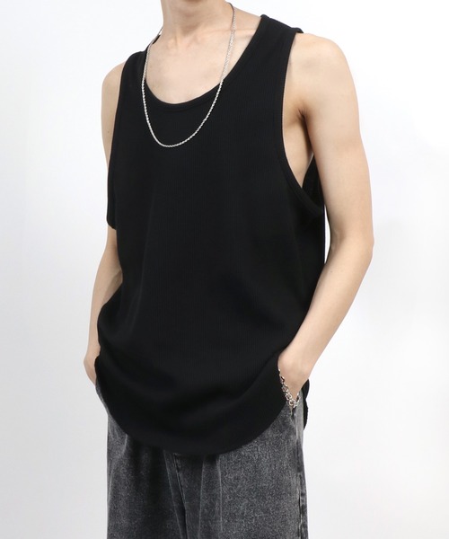ANPAS（アンパス） タンクトップ Waffle Roundhem layered tank top