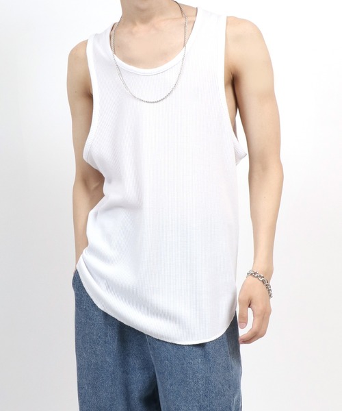 ANPAS（アンパス） タンクトップ Waffle Roundhem layered tank top