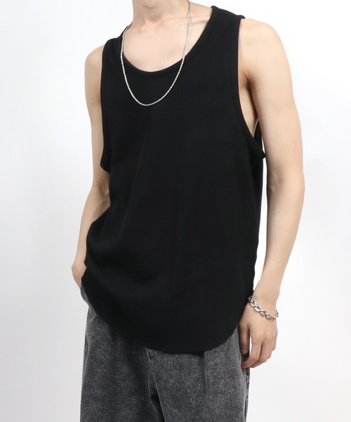 ANPAS（アンパス） タンクトップ Waffle Roundhem layered tank top
