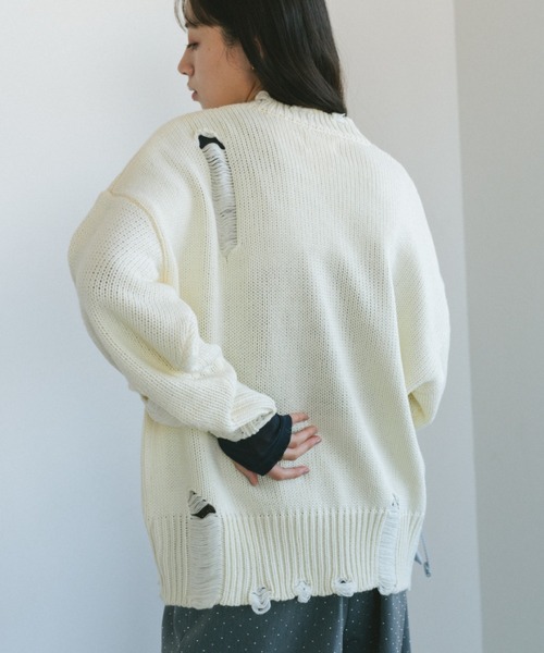 「VANNIE U」 長袖ニット FREE アイボリー レディース_画像4