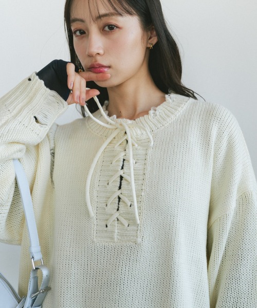 「VANNIE U」 長袖ニット FREE アイボリー レディース_画像6