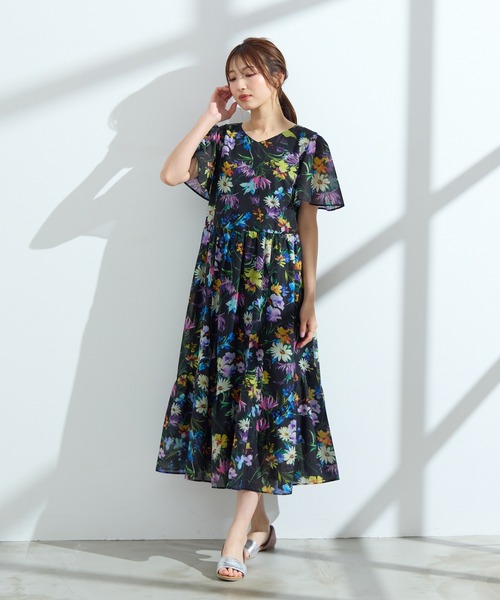 ローズティアラ（Rose Tiara）/【手洗い可】水彩フラワーワンピース Rose Tiara（ローズティアラ） ワンピース 「手洗い可」水彩フラワー