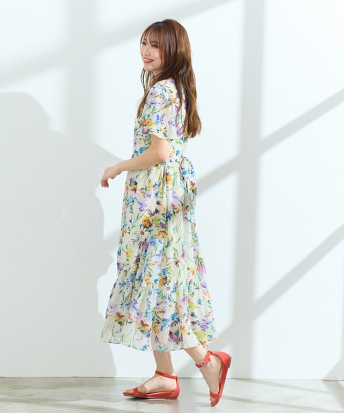 Rose Tiara（ローズティアラ） ワンピース 夏 半袖 「手洗い可」水彩