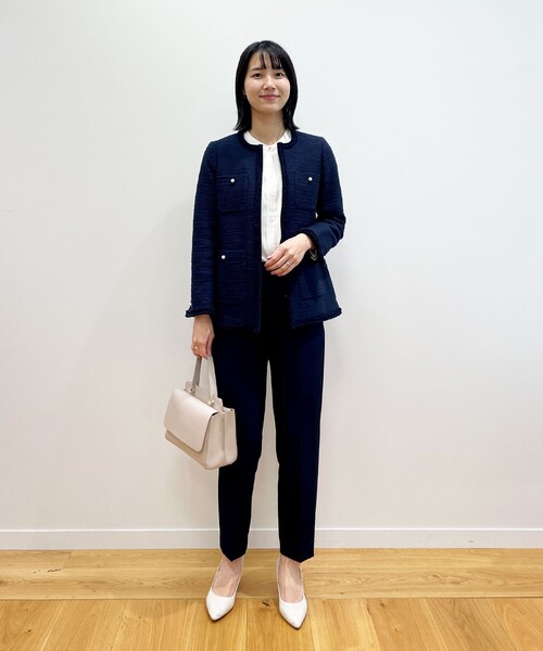 OPAQUE.CLIP ノーカラージャケット ブラック・ホワイト OPAQUE.CLIP ノーカラージャケット ブラック・ホワイト OPAQUE.CLIP