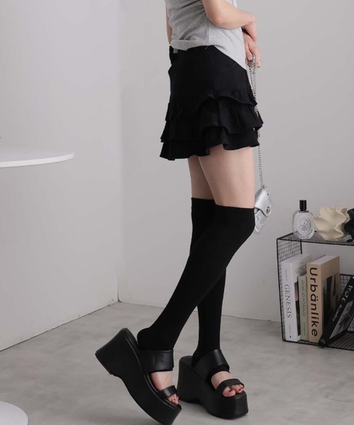 ULYSSES デニムスカート ティアードフリルデニムミニスカート