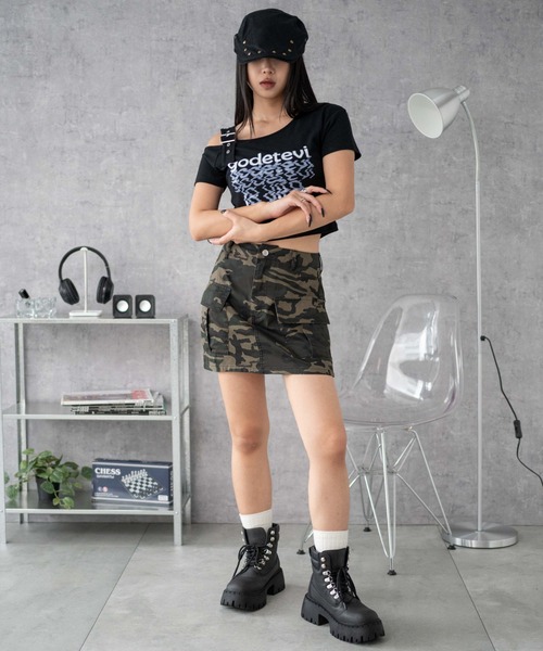 APEスカート♡♡ lace up zip skirt(S BLACK): スカート｜PMbox P&M OFFICIAL