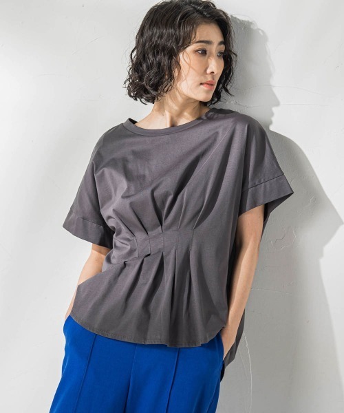 tシャツ 「WEB限定」ウエストタックカットソー「手洗い可能」 レディース