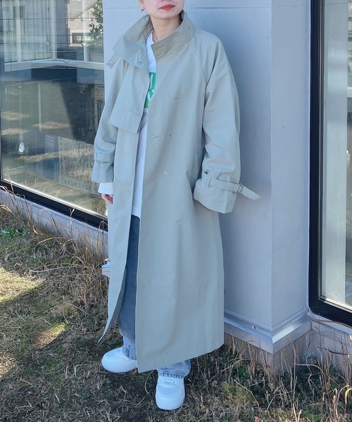 「AS KNOW AS plus」 ステンカラーコート FREE アイボリー レディース_画像3